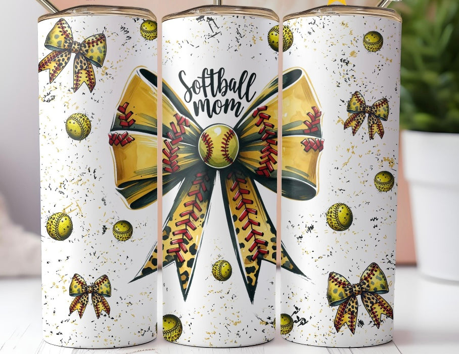 Bow Softball mom tumbler