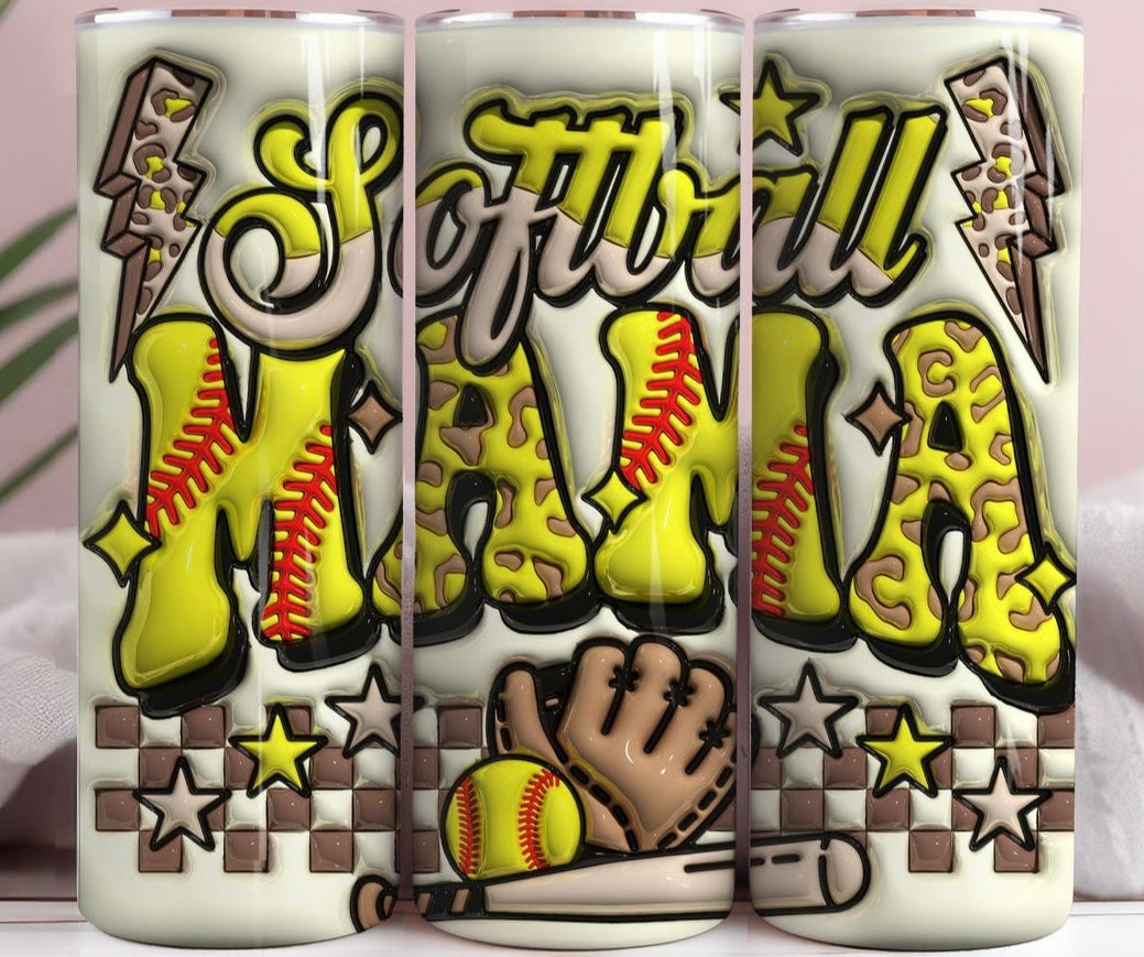 Softball mama Puff tumbler