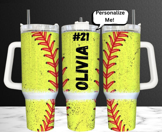 40 oz Personalized softball tumbler