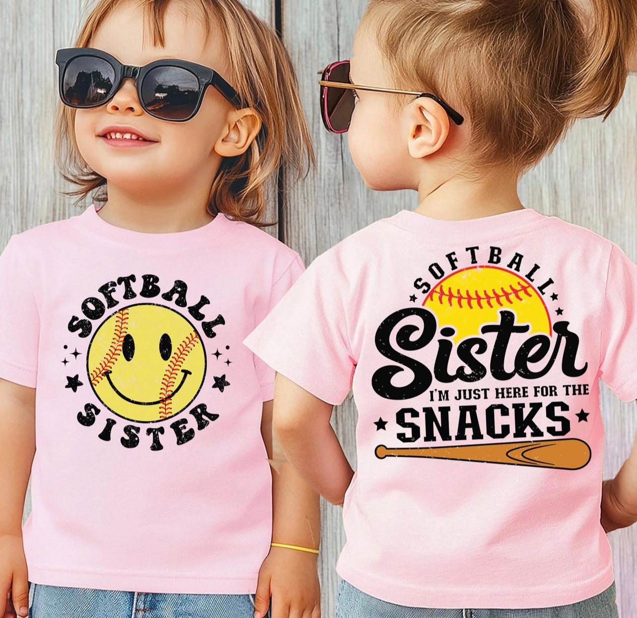 Softball sister “I’m just here for the snacks” Tshirt