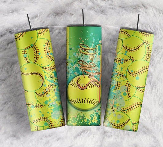 Green/Yellow Softball Tumbler