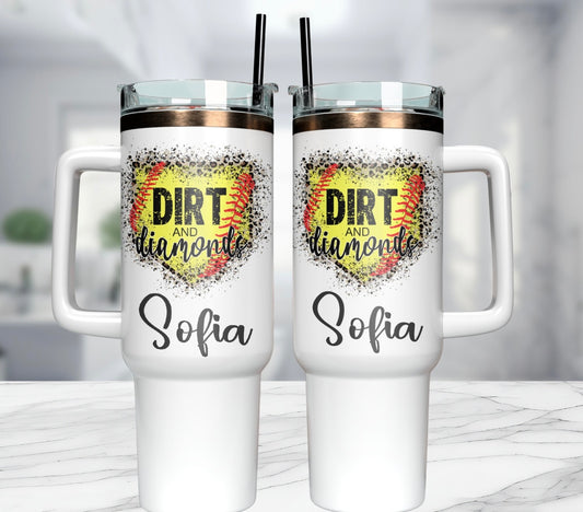 40oz or 20oz Dirt & Diamonds Personlized tumbler