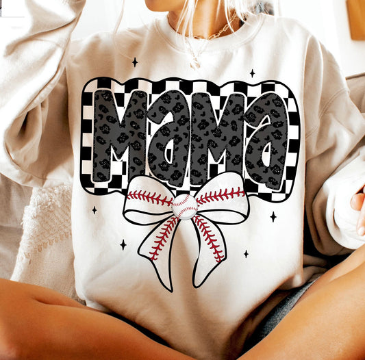 Baseball checkered MAMA  shirt